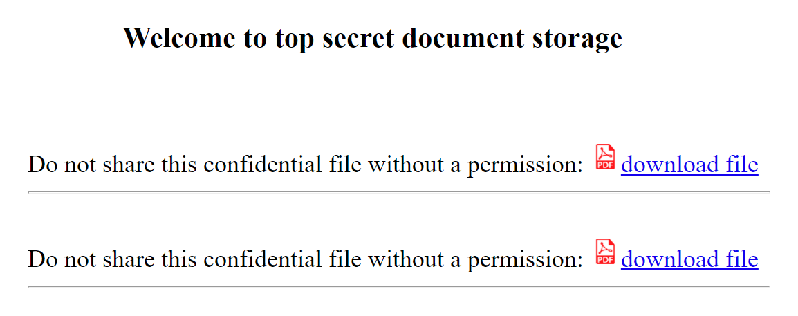 screenshot of documents list